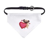 Azeeda Small 'Cute Pug Holding Heart' Dog/Cat/Pet Bandana (PD00078131)