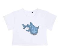 Azeeda Small 'Cute Whale Shark' Adult's Cotton Crop Top (CO00135661) White