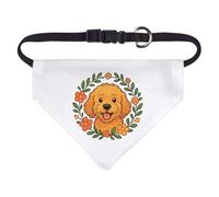 Azeeda Small 'Golden Cockapoo Floral Wreath' Dog/Cat/Pet Bandana (PD00073545)