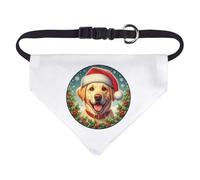 Azeeda Small 'Golden Labrador Wearing Santa Hat' Dog/Cat/Pet Bandana (PD00072929)