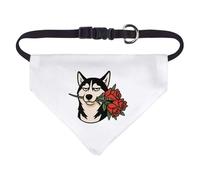 Azeeda Small 'Grumpy Husky with Roses' Dog/Cat/Pet Bandana (PD00072735)