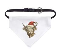 Azeeda Small 'Highland Cow Wearing Santa Hat' Dog/Cat/Pet Bandana (PD00067639)