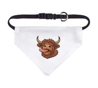 Azeeda Small 'Highland Cow with Tongue Sticking Out' Dog/Cat/Pet Bandana (PD00072731)