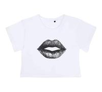Azeeda Small 'Kiss Mark' Adult's Cotton Crop Top (CO00150689) White