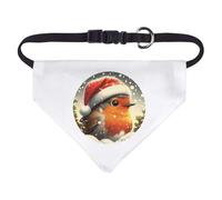 Azeeda Small 'Robin Wearing Santa Hat' Dog/Cat/Pet Bandana (PD00072779)