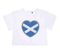 Azeeda Small 'Scotland Flag Heart' Adult's Cotton Crop Top (CO00102601) White