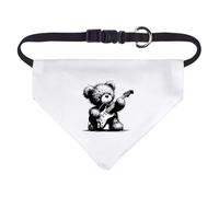 Azeeda Small 'Scruffy Teddy Bear Playing Guitar' Dog/Cat/Pet Bandana (PD00071925)