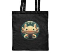Azeeda 'Smiling Axolotl' Classic Black Tote Shopper Bag (ZB00024679)