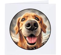 Azeeda 'Smiling Golden Retriever' Blank Greeting Card (GC00072977)