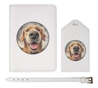 Azeeda 'Smiling Golden Retriever' Passport Cover & Luggage Tag Travel Set (PA00033337)