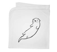 Azeeda 'Smiling Otter' Baby Blanket - White (BY00045160)
