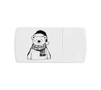 Azeeda 'Smiling Polar Bear Wearing Santa Hat' Pill Box with Tablet Splitter (PI00039418)