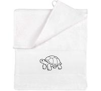 Azeeda 'Smiling Tortoise' Flannel Towel - White (TL00092139)