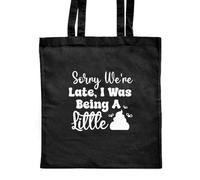 Azeeda 'Sorry We Are Late Funny Toddler Child Quotes' Classic Black Tote Shopper Bag (ZB00024490)