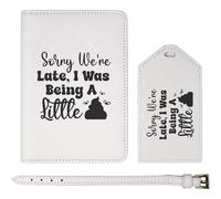 Azeeda 'Sorry We are Late Funny Toddler Child Quotes' Passport Cover & Luggage Tag Travel Set (PA00033012)