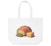 Azeeda 'Sourdough Bread & Cheese' Shopping Tote Bag - White (BG00094402) | Reusable Shopper for Groceries, Books, Work, School and Travel