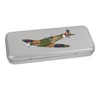 Azeeda 'Spitfire Plane' Metal Hinged Stationery Tin/Storage Box (TT00089131)