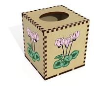 Azeeda Square 'Beautiful Cyclamen Flowers' Wooden Tissue Box Cover (TB00070456)