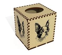 Azeeda Square 'Boston Terrier Portrait' Wooden Tissue Box Cover (TB00070582)