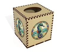 Azeeda Square 'Circular Seahorse Window' Wooden Tissue Box Cover (TB00070376)