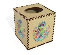 Azeeda Square 'Colourful Seahorse Motif' Wooden Tissue Box Cover (TB00070218)