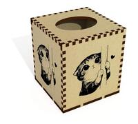 Azeeda Square 'Cute Shy Cat with Heart' Wooden Tissue Box Cover (TB00070586)