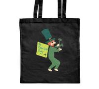 Azeeda 'St Patrick's Day Leprechaun With His Flag' Classic Black Tote Shopper Bag (ZB00024478)
