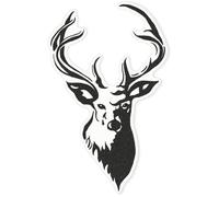 Azeeda 'Stag Head' Window Cling - Black, 46cm (WC00013548) | Majestic Deer Antlers Silhouette Emblem - Reusable Removable Static Cling Decal for Mirrors, Glass Doors and Cars