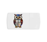 Azeeda 'Stained Glass Owl' Pill Box with Tablet Splitter (PI00042746)