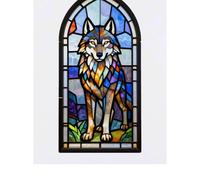 Azeeda 'Stained Glass Wolf' Temporary Tattoo - Water Resistant, Skin-Safe, Non-Toxic Transfer (TO00101135)
