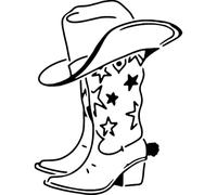 Azeeda 'Star Cowboy Boots & Hat' Reusable Stencil - Durable Decorative Template for Painting and Spraying on Walls, Tiles, Wood, Fabric & Craft Projects - S (A6) (WS00069788)