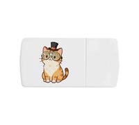 Azeeda 'Steampunk Cat' Pill Box with Tablet Splitter (PI00043619)