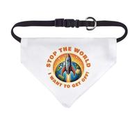 Azeeda 'Stop The World' Pet Bandana - White, S (PD00088269) | Adjustable Dog / Cat Bandana for Walks, Photos and Parties