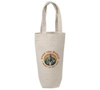 Azeeda 'Stop The World' Wine Bottle Bag - Natural (BL00052979) | Cotton Gift / Travel Carrier for Wine, Champagne and Bottles