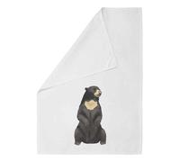 Azeeda 'Sun Bear' Cotton Tea Towel - White (TW00020964) | Dish Cloth for Drying, Baking, Cooking and Kitchen Decor
