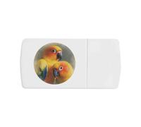 Azeeda 'Sun Conure Parrot Couple' Pill Box with Tablet Splitter (PI00042385)