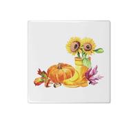 Azeeda 'Sunflowers and Pumpkins Fall Illustration ' 108mm Square Ceramic Tile (TD00037288)