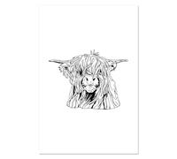 Azeeda Super A1 'Highland Cow Line Drawing' Wall Poster/Print (PP00334898)