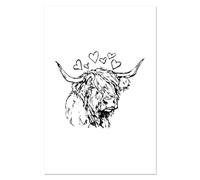 Azeeda Super A1 'Highland Cow with Hearts' Wall Poster/Print (PP00334544)