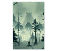 Azeeda Super A1 'Lone Warrior Facing Giant Creature in Spooky Forest' Wall Poster/Print (PP00352428)