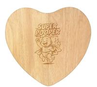 Azeeda 'Super Pooper' Wooden Heart Shaped Chopping/Cutting Board (WB00092573)