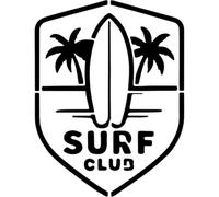 Azeeda 'Surf Club Emblem' Reusable Stencil - Durable Decorative Template for Painting and Spraying on Walls, Tiles, Wood, Fabric & Craft Projects - L (A4) (WS00061965)