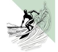 Azeeda 'Surfer Riding The Waves' Clear Sticker Decal - Waterproof Film for Windows, Cars, Walls & Crafts, XL (460mm) (DC00126451)