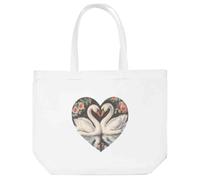 Azeeda 'Swan Couple with Flowers' Tote Shopping Bag For Life (BG00083504)