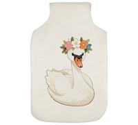 Azeeda 'Swan with Flower Crown' Hot Water Bottle Cover (HW00048472)