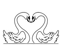 Azeeda 'Swans in Love' Reusable Stencil - Durable Decorative Template for Painting and Spraying on Walls, Tiles, Wood, Fabric & Craft Projects - S (A6) (WS00069982)