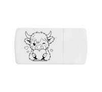 Azeeda 'Sweetheart Highland Cow' Pill Box with Splitter (PI00045083)