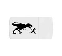 Azeeda 'T Rex Chasing Running Man' Pill Box with Tablet Splitter (PI00038222)