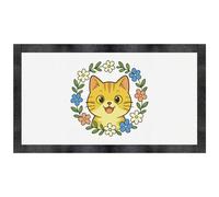 Azeeda 'Tabby Cat Floral Wreath' Pet Feeding Mat (PM00034068)