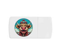 Azeeda 'Tartan Highland Cow' Pill Box with Tablet Splitter (PI00040088)
